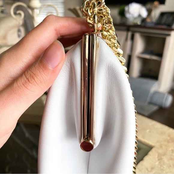 Anine Bing Bag Noah Shoulder Crossbody Chain Gold Leather Minimal White GUC - Picture 4 of 16